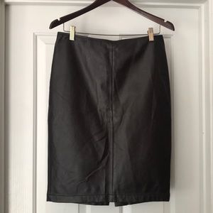Brown Faux Leather Pencil Skirt